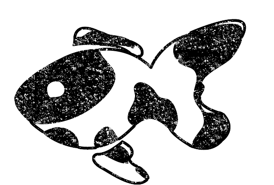 かわいい金魚イラスト白黒無料素材