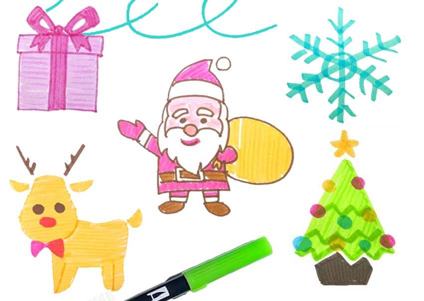 かわいい手描きクリスマスイラストの簡単な描き方