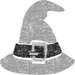 ハロウィン帽子イラスト白黒無料素材