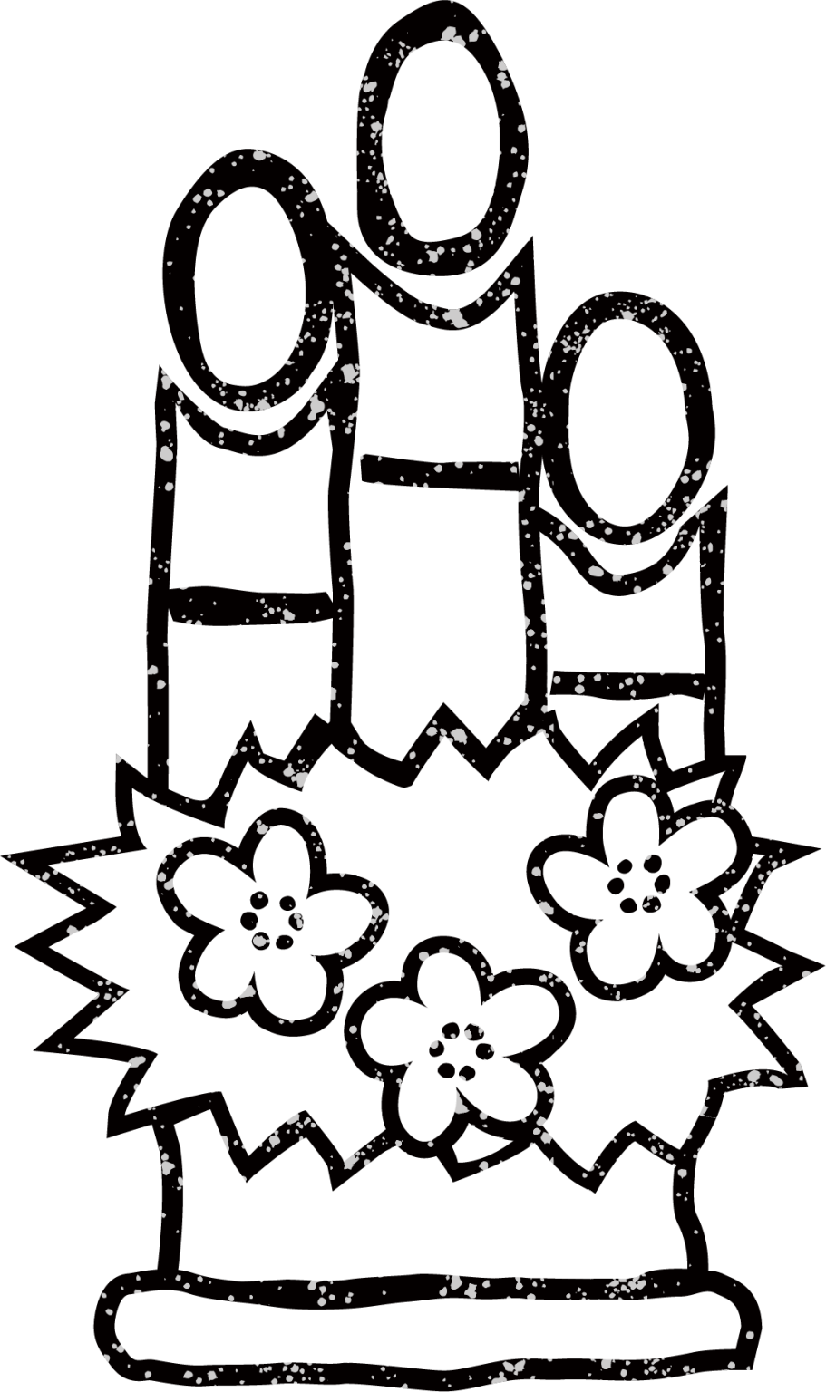 干支の午年白黒線画無料イラスト　