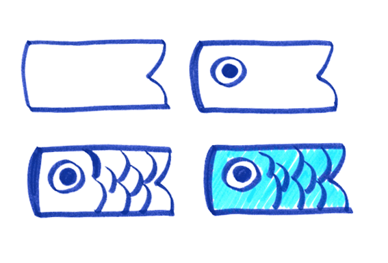 手描き鯉のぼりイラストの簡単な描き方
