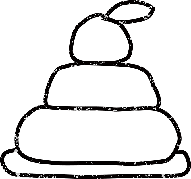 干支の午年白黒線画無料イラスト　