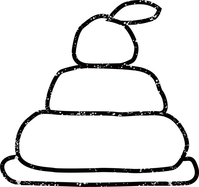 干支の午年白黒線画無料イラスト