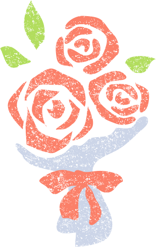 かわいいバラ花束イラスト無料素材