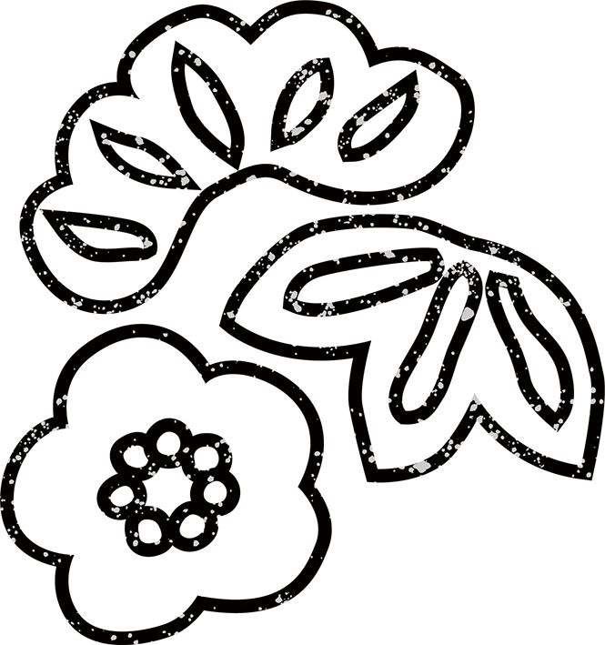 干支の午年白黒線画無料イラスト　