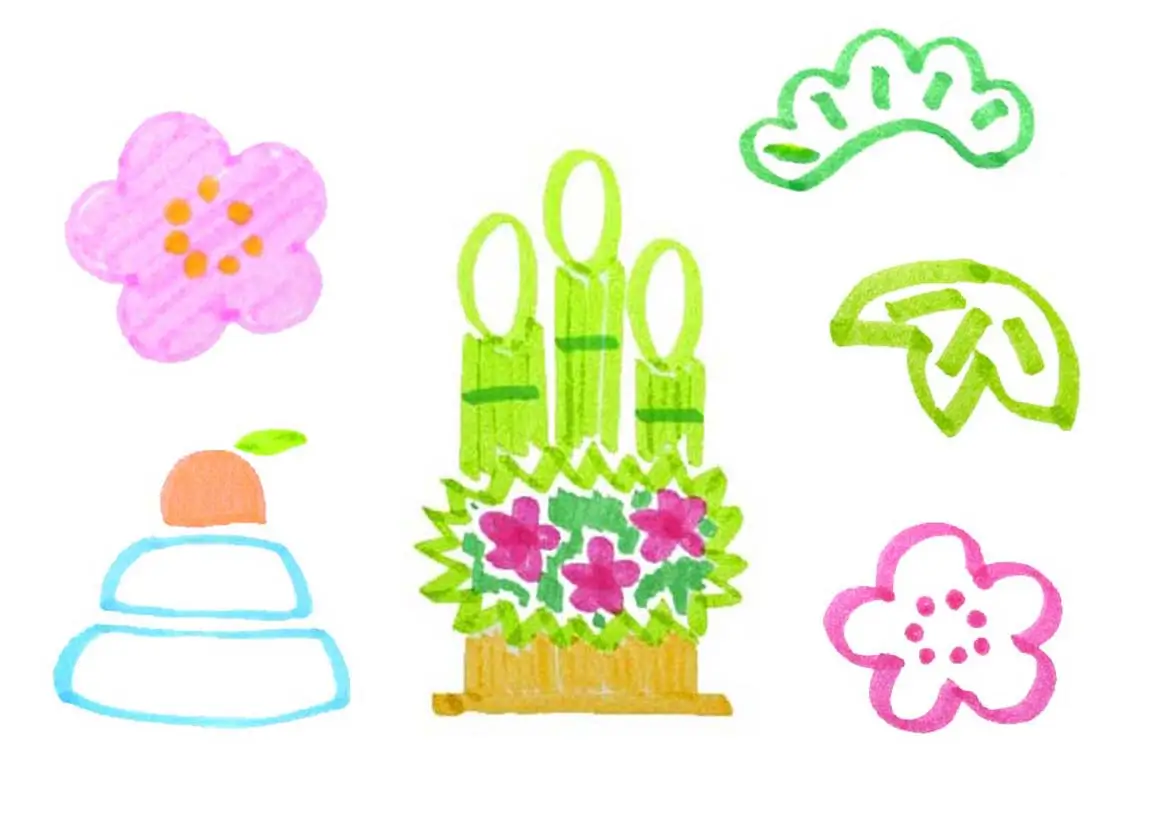 手描きお正月イラストの簡単な描き方