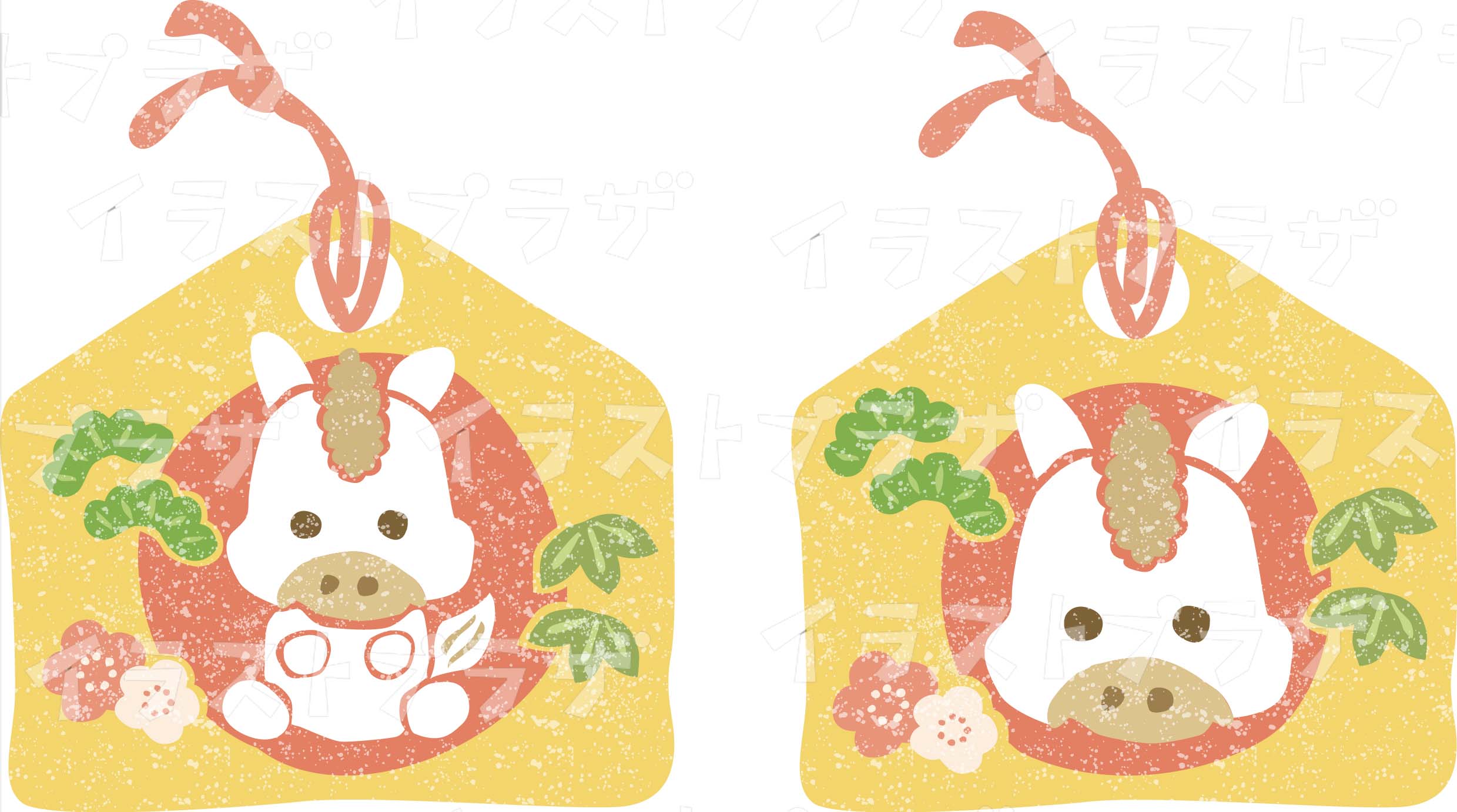 干支の午年絵馬イラストフリー素材