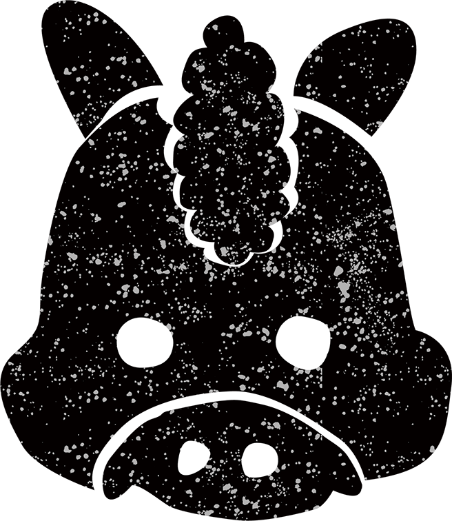 干支の午年シルエット白黒無料イラスト