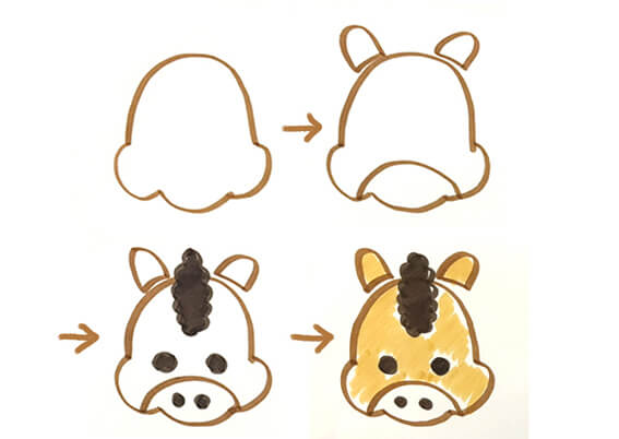 干支の馬イラストの簡単な描き方