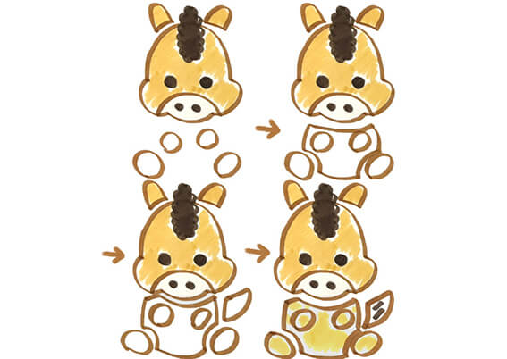 干支の馬イラストの簡単な描き方