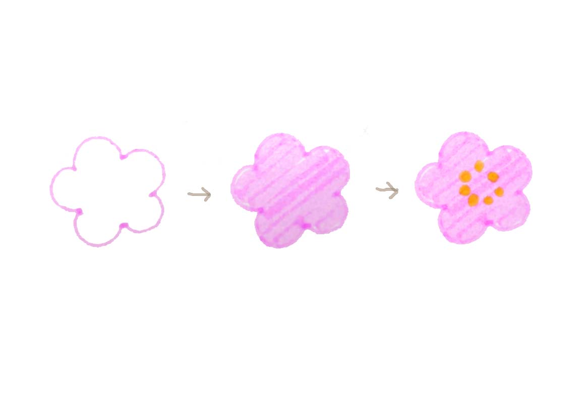 手描き梅の花イラストの簡単な描き方